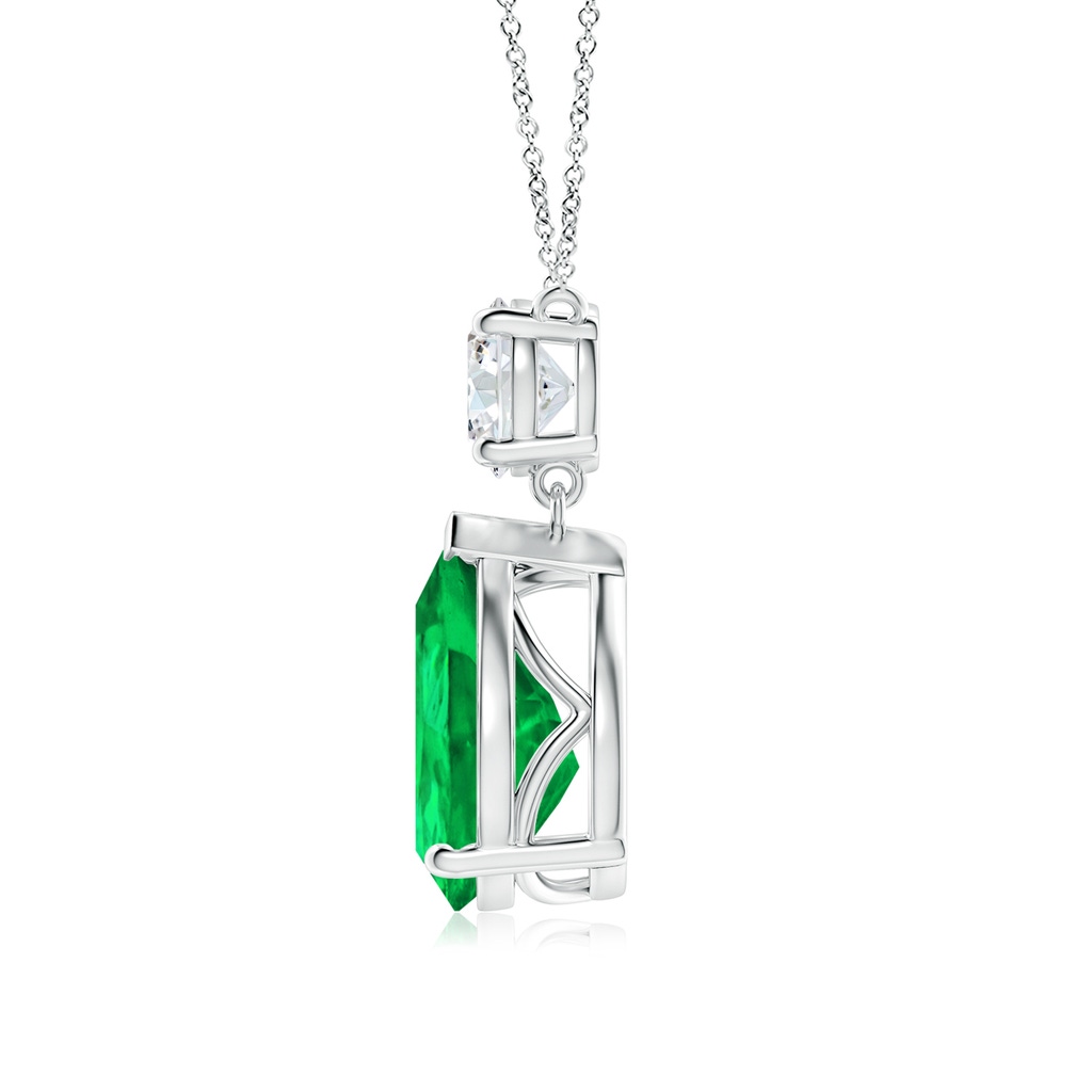 12x10mm AAA Solitaire Pear Emerald Drop Pendant with Diamond Accent in White Gold Side 199