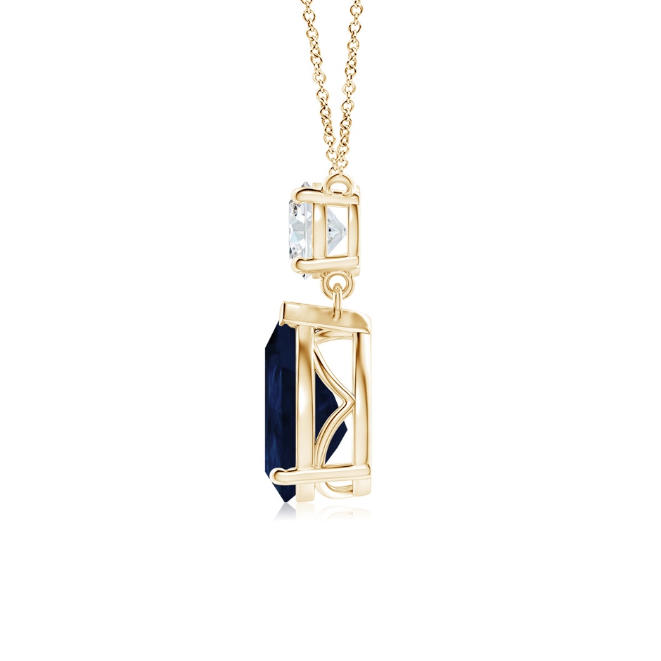 10x8mm A Solitaire Pear Blue Sapphire Drop Pendant with Diamond Accent in Yellow Gold side 199