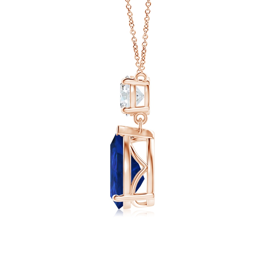 10x8mm AAA Solitaire Pear Blue Sapphire Drop Pendant with Diamond Accent in Rose Gold side 199