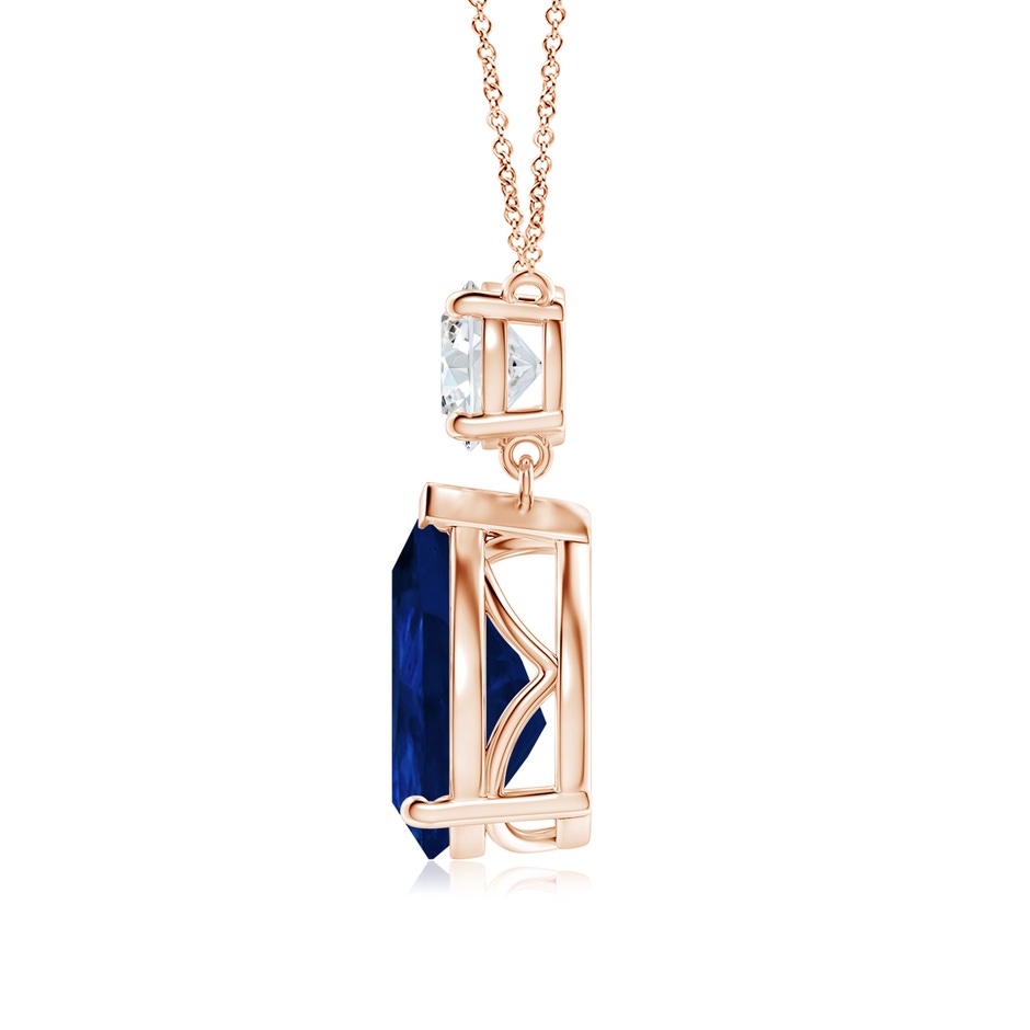 12x10mm AA Solitaire Pear Blue Sapphire Drop Pendant with Diamond Accent in Rose Gold side 199