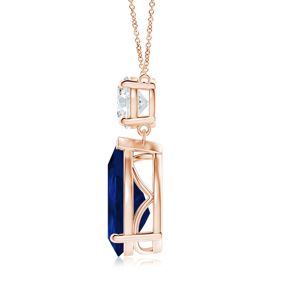 14x10mm AA Solitaire Pear Blue Sapphire Drop Pendant with Diamond Accent in Rose Gold side 199