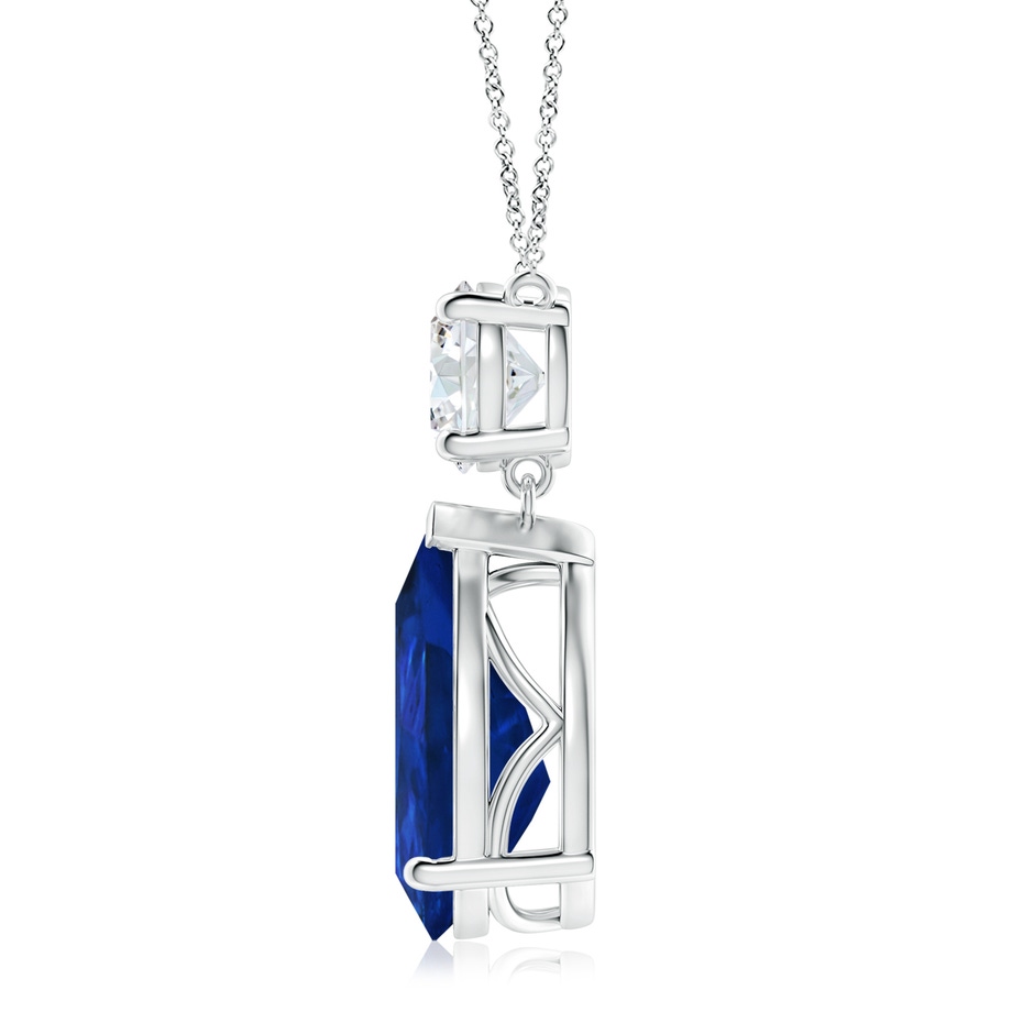 14x10mm AAA Solitaire Pear Blue Sapphire Drop Pendant with Diamond Accent in P950 Platinum side 199
