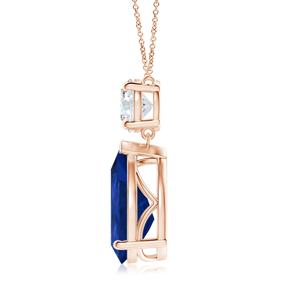 14x10mm AAA Solitaire Pear Blue Sapphire Drop Pendant with Diamond Accent in Rose Gold side 199