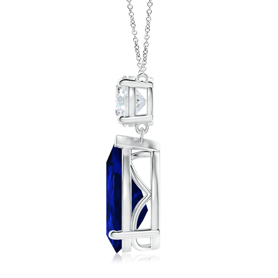 14x10mm Lab-Grown Solitaire Pear Blue Sapphire Drop Pendant with Diamond Accent in P950 Platinum side 199