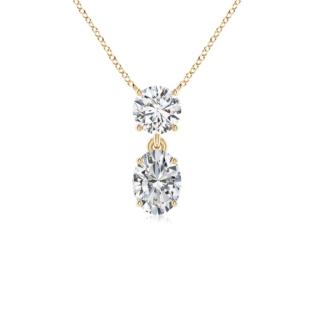 7.7x5.7mm HSI2 Solitaire Oval Diamond Drop Pendant with Accent in Yellow Gold