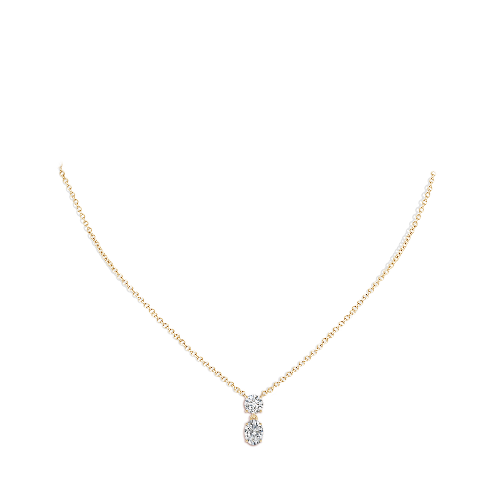 7.7x5.7mm HSI2 Solitaire Oval Diamond Drop Pendant with Accent in Yellow Gold pen