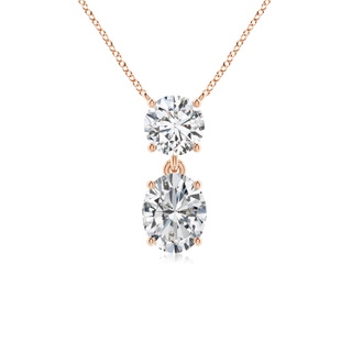 8.5x6.5mm HSI2 Solitaire Oval Diamond Drop Pendant with Accent in Rose Gold