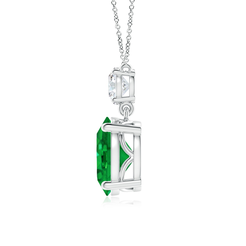 12x10mm AAA Solitaire Oval Emerald Drop Pendant with Diamond Accent in White Gold side 199