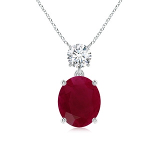 12x10mm A Solitaire Oval Ruby Drop Pendant with Diamond Accent in P950 Platinum