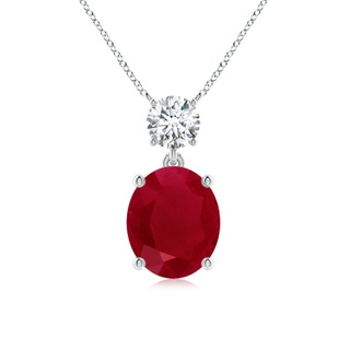 12x10mm AA Solitaire Oval Ruby Drop Pendant with Diamond Accent in P950 Platinum