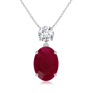14x10mm A Solitaire Oval Ruby Drop Pendant with Diamond Accent in P950 Platinum