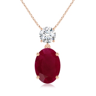 14x10mm A Solitaire Oval Ruby Drop Pendant with Diamond Accent in Rose Gold