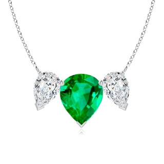 12x10mm AAA Pear Emerald Three Stone Pendant in P950 Platinum
