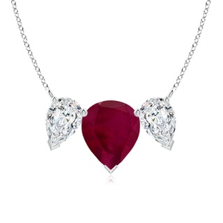 12x10mm A Pear Ruby Three Stone Pendant in P950 Platinum