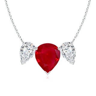 12x10mm AAA Pear Ruby Three Stone Pendant in P950 Platinum