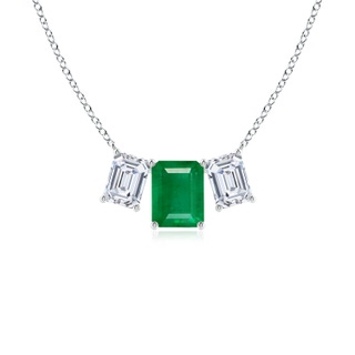 9x7mm AA Emerald-Cut Emerald Three Stone Pendant in P950 Platinum