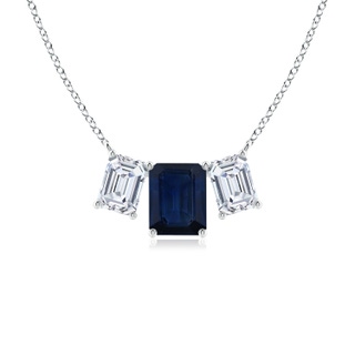 10x8mm AA Emerald-Cut Blue Sapphire Three Stone Pendant in P950 Platinum