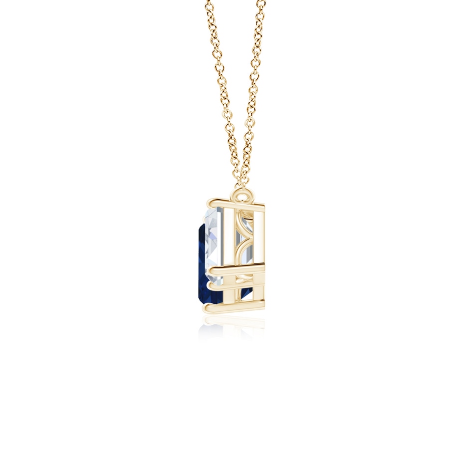 10x8mm AAA Emerald-Cut Blue Sapphire Three Stone Pendant in Yellow Gold side 199