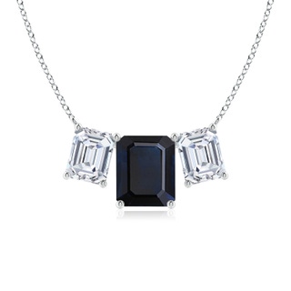 12x10mm A Emerald-Cut Blue Sapphire Three Stone Pendant in P950 Platinum