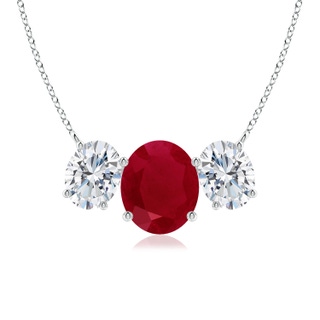 12x10mm AA Oval Ruby Three Stone Pendant in P950 Platinum