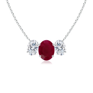 9x7mm A Oval Ruby Three Stone Pendant in P950 Platinum