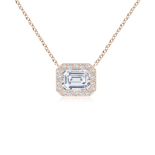 7.5x5.5mm GVS2 Vintage Style East-West Emerald-Cut Diamond Halo Pendant in 9K Rose Gold