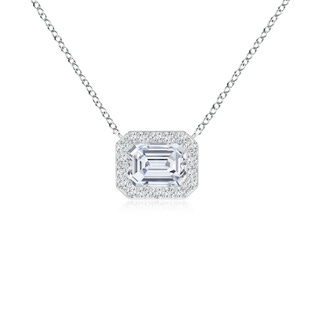 7.5x5.5mm GVS2 Vintage Style East-West Emerald-Cut Diamond Halo Pendant in P950 Platinum