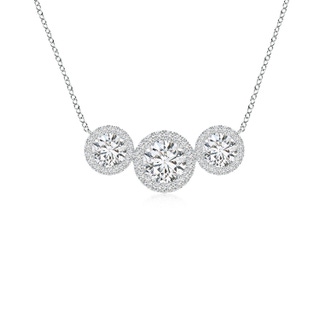 5mm HSI2 Three Stone Round Diamond Halo Pendant in P950 Platinum