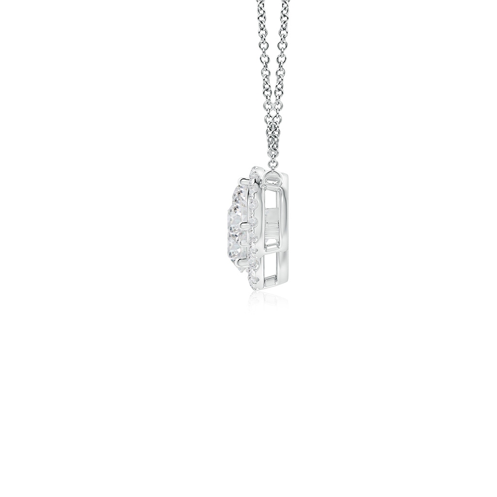 5mm HSI2 Three Stone Round Diamond Halo Pendant in White Gold - side 199