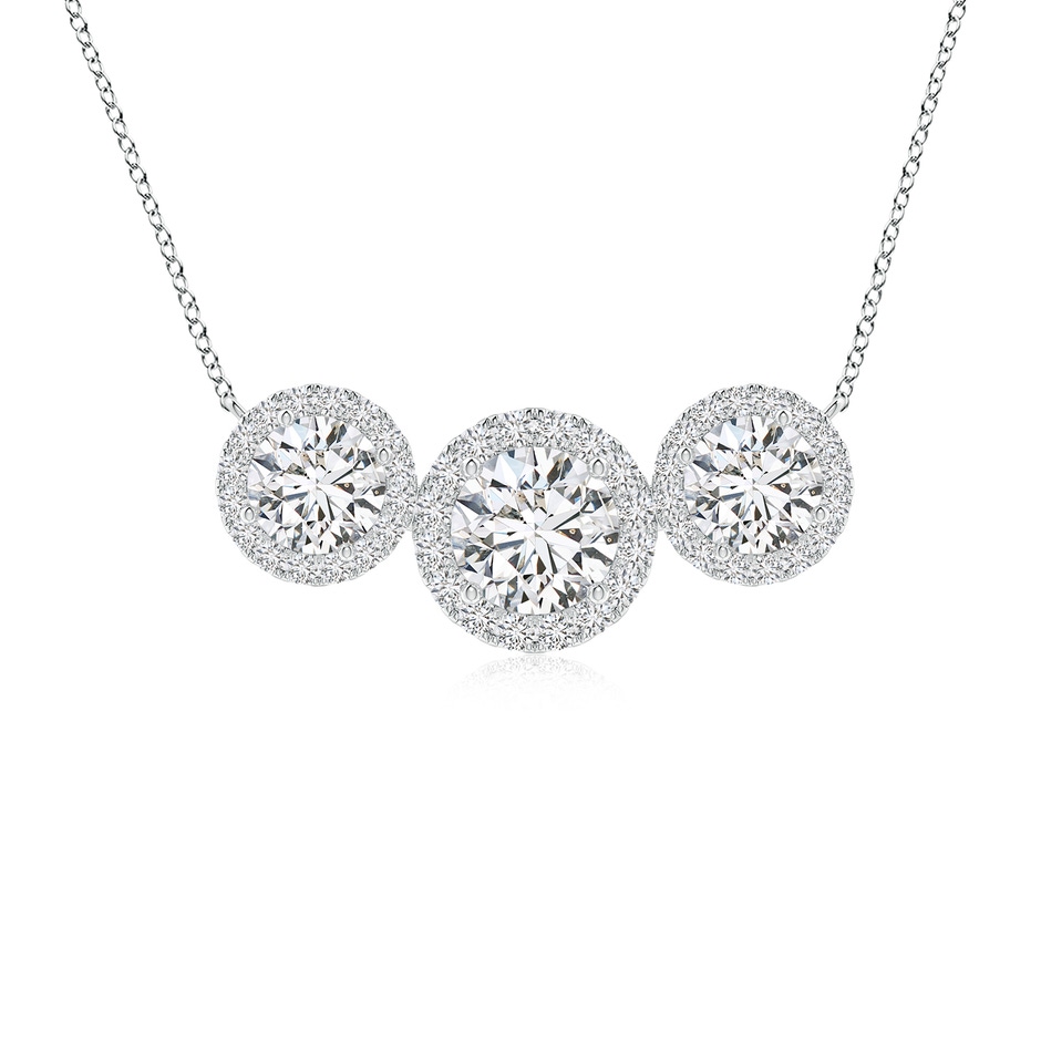 6mm HSI2 Three Stone Round Diamond Halo Pendant in P950 Platinum 