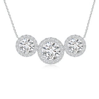 7mm HSI2 Three Stone Round Diamond Halo Pendant in P950 Platinum