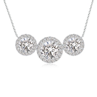 7mm IJI1I2 Three Stone Round Diamond Halo Pendant in P950 Platinum