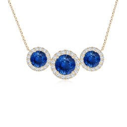 Three Stone Blue Sapphire Three Stone Necklaces and Pendants