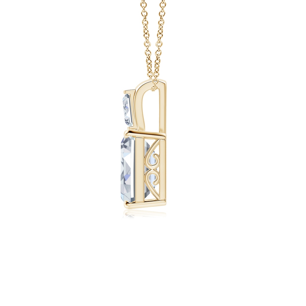 8.5x6.5mm HSI2 Emerald-Cut Diamond Pendant with Baguette Accent in Yellow Gold Side 199