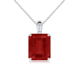 12x10mm AA Emerald-Cut Ruby Pendant with Baguette Diamond in P950 Platinum