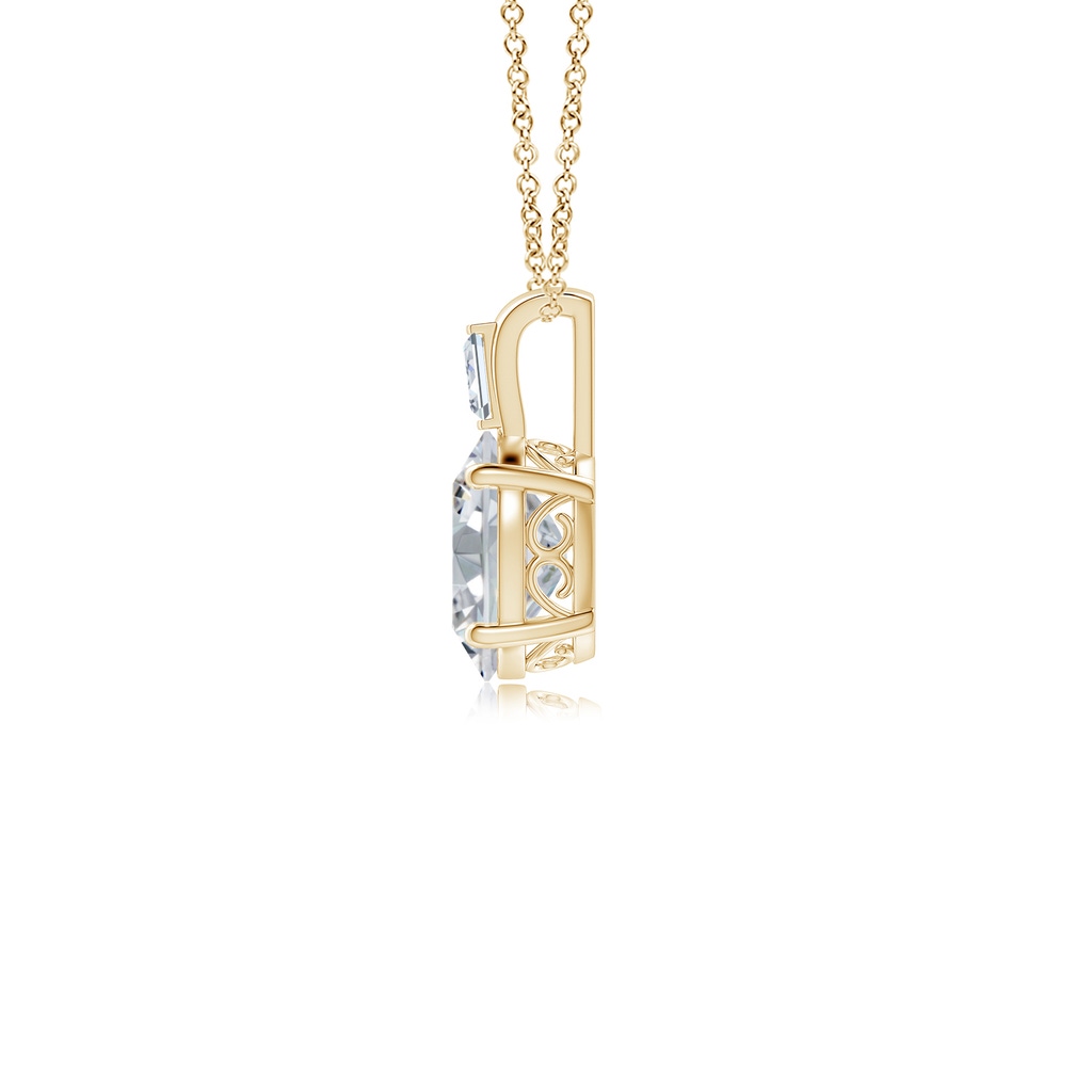 8.5x6.5mm HSI2 Oval Diamond Pendant with Baguette Accent in Yellow Gold Side 199