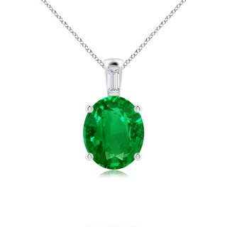 12x10mm AAAA Oval Emerald Pendant with Baguette Diamond in P950 Platinum