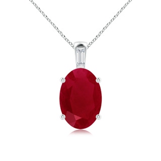 14x10mm AA Oval Ruby Pendant with Baguette Diamond in P950 Platinum