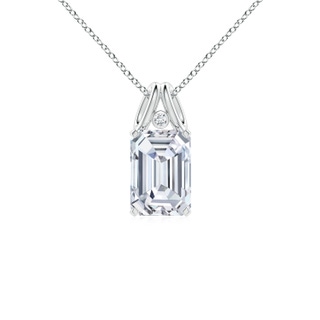 10x7mm GVS2 Emerald-Cut Diamond Pendant with Accent in P950 Platinum