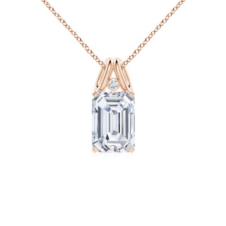 10x7mm GVS2 Emerald-Cut Diamond Pendant with Accent in Rose Gold