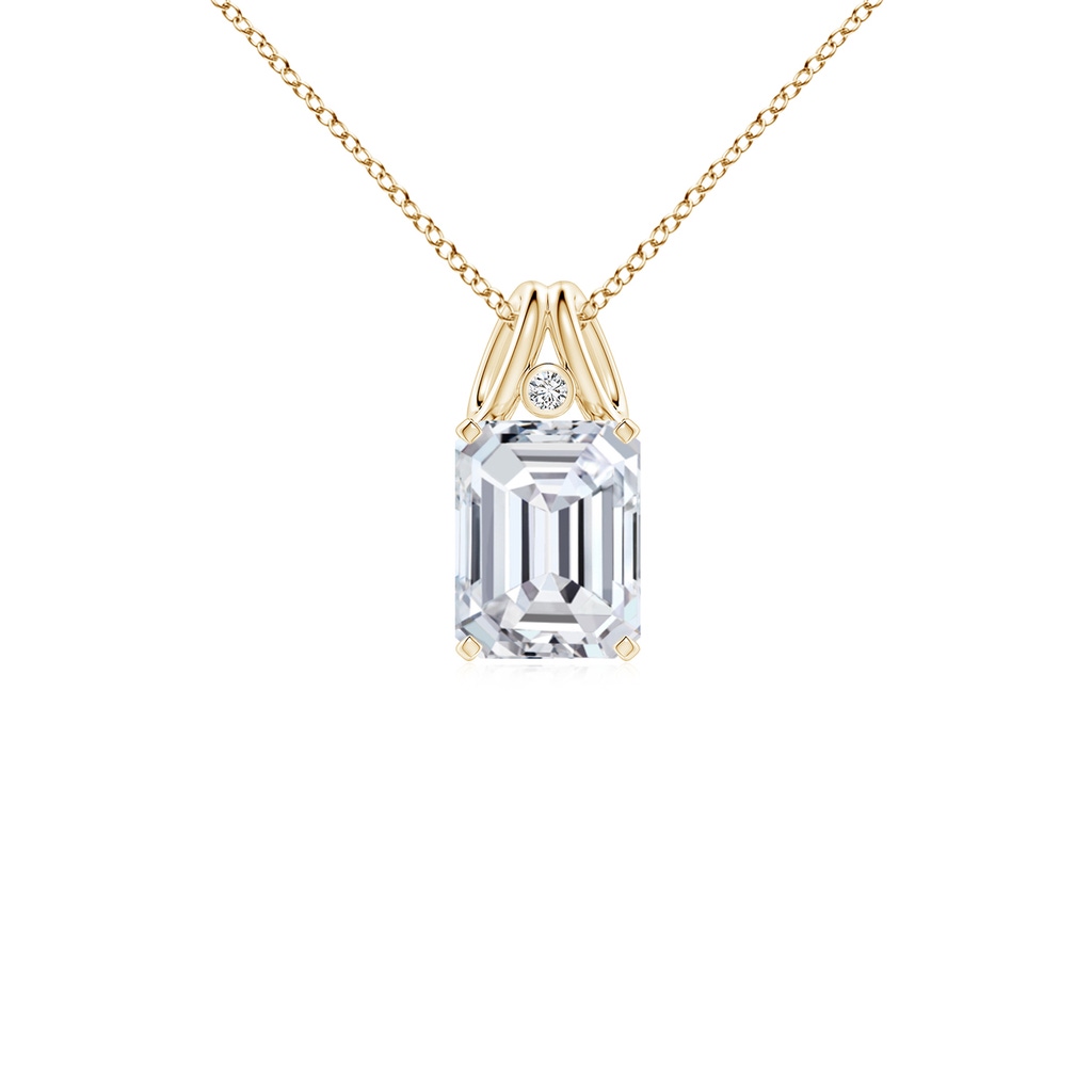 8.5x6.5mm HSI2 Emerald-Cut Diamond Pendant with Accent in Yellow Gold