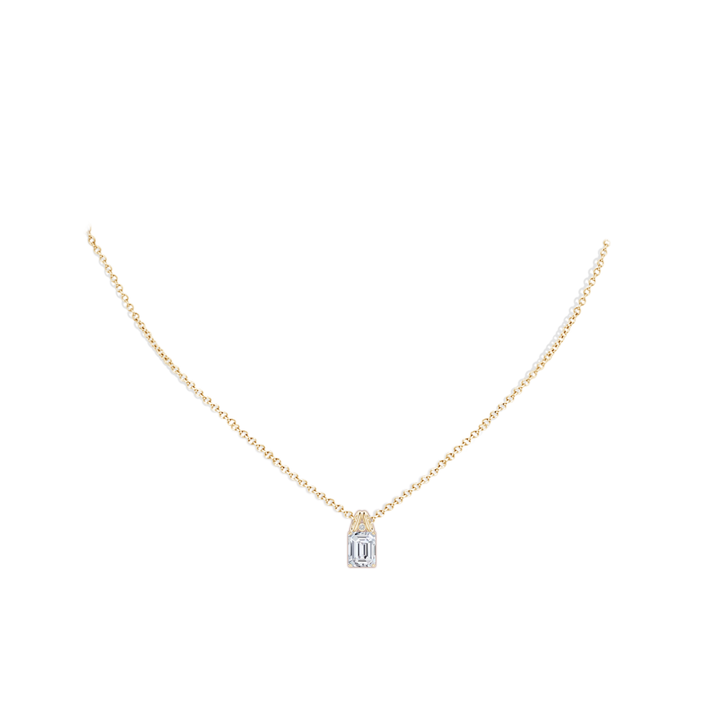 8.5x6.5mm HSI2 Emerald-Cut Diamond Pendant with Accent in Yellow Gold pen