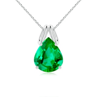 12x10mm AAA Pear-Shaped Emerald Solitaire Pendant in P950 Platinum