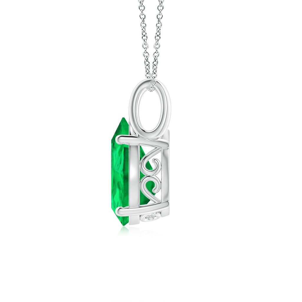 12x10mm AAA Pear-Shaped Emerald Solitaire Pendant in White Gold Side 199