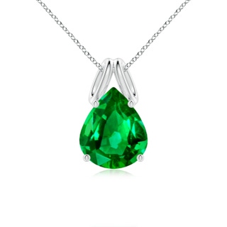 12x10mm AAAA Pear-Shaped Emerald Solitaire Pendant in P950 Platinum