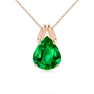 12x10mm AAAA Pear-Shaped Emerald Solitaire Pendant in Rose Gold