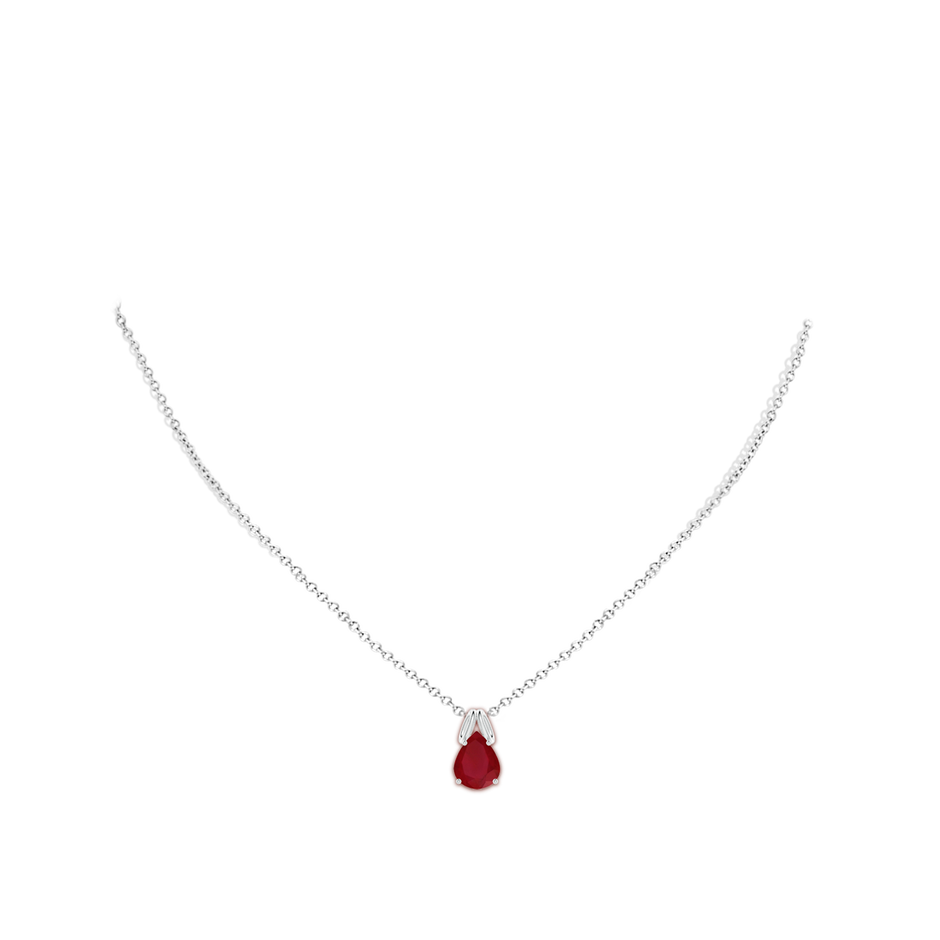 10x8mm AA Pear-Shaped Ruby Solitaire Pendant in White Gold pen