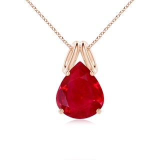 12x10mm AAA Pear-Shaped Ruby Solitaire Pendant in Rose Gold