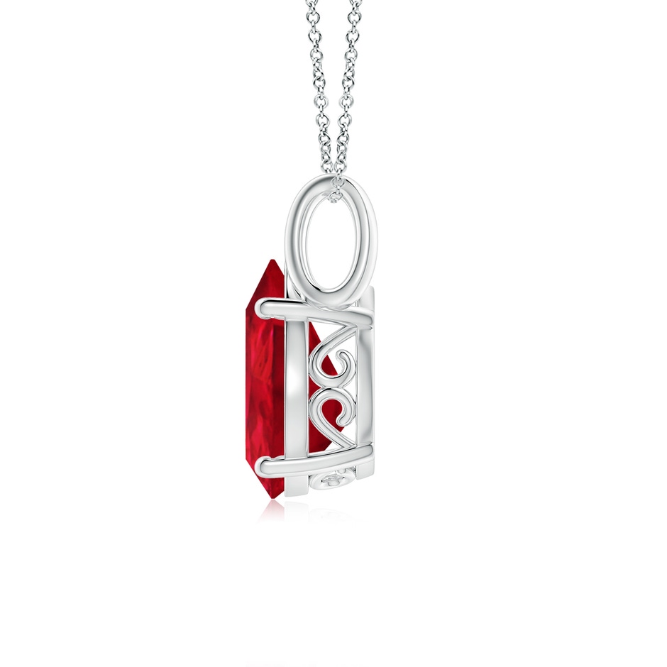 12x10mm AAA Pear-Shaped Ruby Solitaire Pendant in White Gold side 199