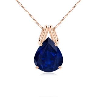 12x10mm AA Pear-Shaped Blue Sapphire Solitaire Pendant in Rose Gold